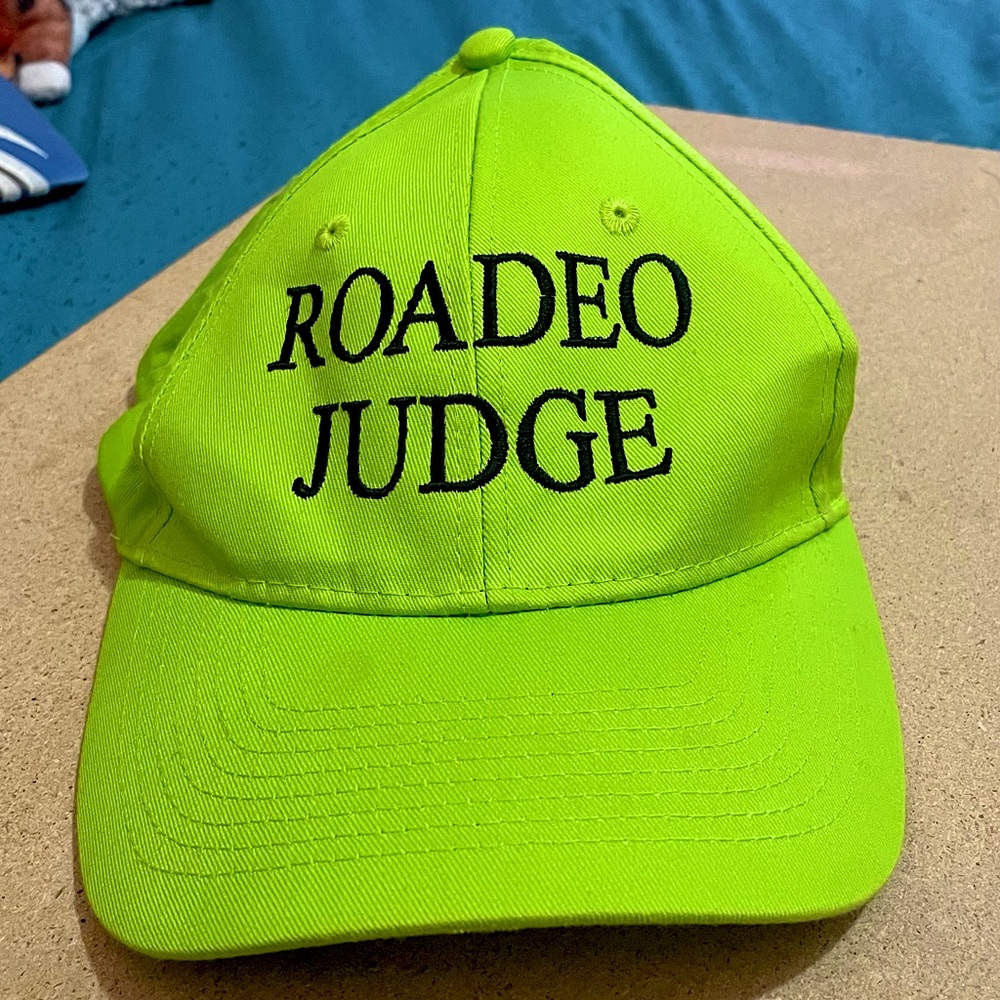 "Roadeo Judge" Dad hat, unique embroidered baseball cap. Rodeo?